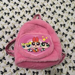 Cartoon Network Pink Fuzzy Powerpuff Girls Backpack